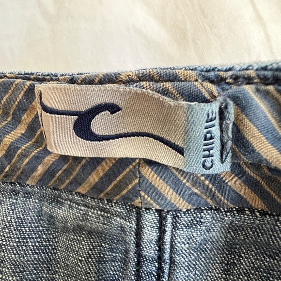 Chipie Denim Skirt Straight High Slit Size 40 US 10 Fly Front Yoke Pockets Midi - Picture 7 of 9